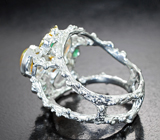 Серебряное кольцо с кристаллическими эфиопскими опалами и хризопразом Серебро 925