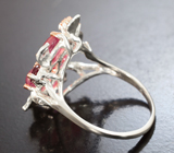 Серебряное кольцо с сапфирами и родолитом