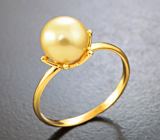 Золотое кольцо с золотистой морской жемчужиной 3,47 карата Золото