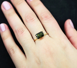 Золотое кольцо с насыщенным желто-зеленым турмалином 2,85 карата Золото