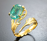 Золотое кольцо с на редкость крупным насыщенным «неоновым» апатитом 4,57 карата Золото