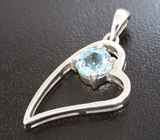 Романтичный серебряный кулон с голубым топазом Серебро 925