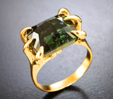Массивное золотое кольцо с крупным насыщенным турмалином 12,53 карата Золото