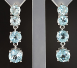 Замечательные серебряные серьги с голубыми топазами Серебро 925