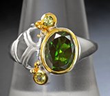 Серебряное кольцо с диопсидом и перидотами
