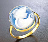Золотое кольцо с агатовой камеей на халцедоне 7,32 карата Золото