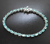 Яркий серебряный браслет с голубыми апатитами Серебро 925