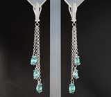 Прелестные серебряные серьги с голубыми апатитами Серебро 925