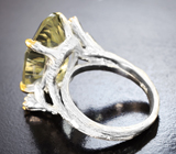 Серебряное кольцо с зеленым аметистом 13,48 карата и цаворитами Серебро 925