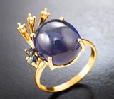 Золотое кольцо с насыщенными синими сапфирами 13,68 карата и бриллиантами Золото