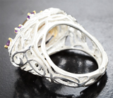 Серебряное кольцо с лабрадоритом 4,08 карата и аметистами Серебро 925