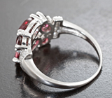Эффектное cеребряное кольцо с родолитами Серебро 925