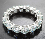 Серебряное кольцо с чистейшими пастельно-голубыми муассанитами топовой огранки 6,09 карата Серебро 925