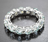 Серебряное кольцо с чистейшими зеленовато-голубыми муассанитами топовой огранки 6,09 карата Серебро 925