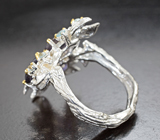 Серебряное кольцо с иолитами и голубыми топазами Серебро 925