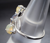 Изысканное серебряное кольцо с кристаллическими эфиопскими опалами Серебро 925