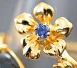 Золотое кольцо cо звездчатым сапфиром 4,47 карата, синим сапфиром и бриллиантом