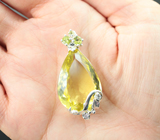 Серебряный кулон с лимонным цитрином 29,16 карата и перидотами Серебро 925