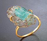 Золотое кольцо с крупным кристаллом уральского изумруда в породе 19,1 карата Золото