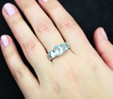 Превосходное серебряное кольцо с голубыми топазами Серебро 925