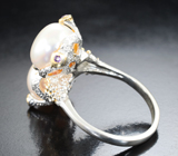 Серебряное кольцо с жемчугом и аметистами