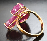 Золотое кольцо с крупными резными рубинами 17,6 карата Золото
