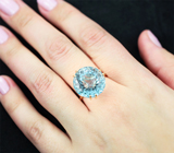 Золотое кольцо с крупным ярким голубым топазом 20,84 карата Золото