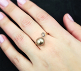 Золотое кольцо с таитянской жемчужиной барокко 7,52 карата и шпинелью Золото