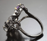 Серебряное кольцо с ограненным лунным камнем и аметистами Серебро 925
