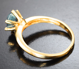 Золотое кольцо c насыщенным голубовато-зеленым уральским александритом 2,16 карата Золото