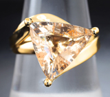Золотое кольцо с персиковым морганитом 3,81 карата! Идеальная огранка Золото