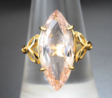 Золотое кольцо с персиковым морганитом редкой огранки 5,7 карата Золото