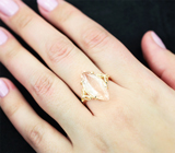 Золотое кольцо с персиковым морганитом редкой огранки 5,7 карата Золото