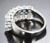 Эффектное cеребряное кольцо с кристаллическими эфиопскими опалами