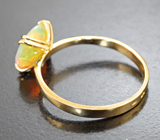 Золотое кольцо с ярким полупрозрачным ограненным эфиопским опалом 1,49 карата