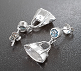 Оригинальные серебряные серьги с насыщенно-синими топазами Серебро 925