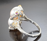 Серебряное кольцо с жемчугом и аметистами Серебро 925
