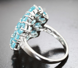 Шикарное серебряное кольцо с голубыми апатитами Серебро 925