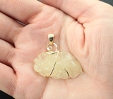 Золотой кулон с крупным резным гелиодором 27,53 карата