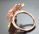 Серебряное кольцо с резным перламутром и цветной эмалью Серебро 925