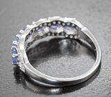 Великолепное серебряное кольцо с насыщенными танзанитами Серебро 925