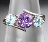 Серебряный комплект с аметистами и голубыми топазами Серебро 925