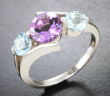 Серебряный комплект с аметистами и голубыми топазами Серебро 925