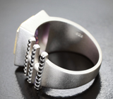 Превосходное серебряное кольцо с аметистом и черными шпинелями