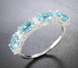 Стильное серебряное кольцо с голубыми апатитами