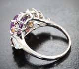Праздничное серебряное кольцо с аметистом и самоцветами