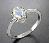 Серебряный комплект с кристаллическими эфиопскими опалами и лейкосапфирами Серебро 925