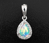 Серебряный комплект с кристаллическими эфиопскими опалами и лейкосапфирами Серебро 925