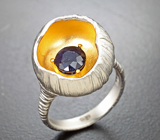 Эффектное серебряное кольцо с насыщенно-синим сапфиром