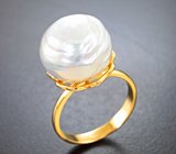 Золотое кольцо с крупной морской жемчужиной барокко 16,98 карата Золото